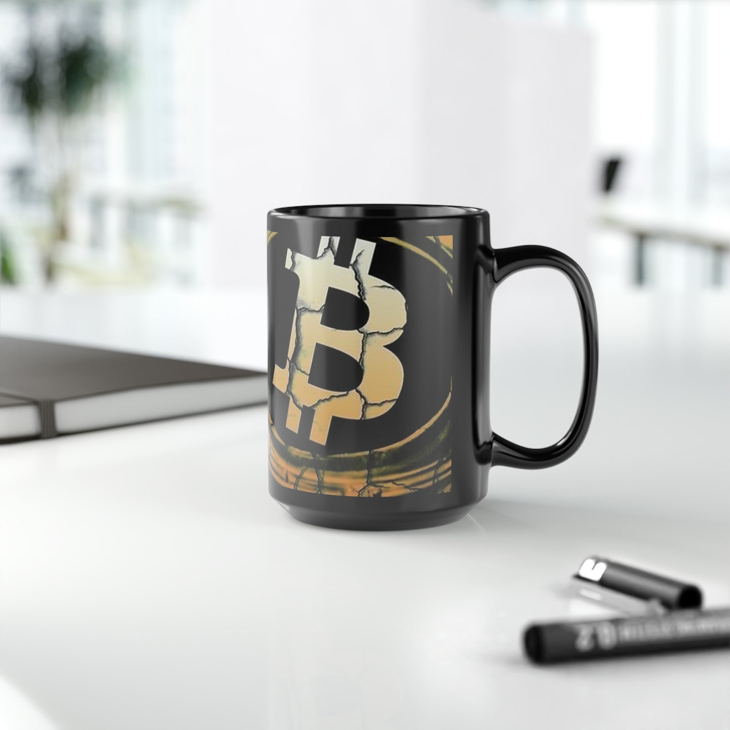 Black Mug, 15oz Bitcoin
