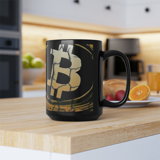Black Mug, 15oz Bitcoin